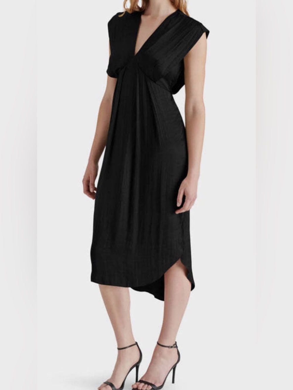 NEW Steve Madden Clarissa midi dress v neck cocktail festive NWT black M
